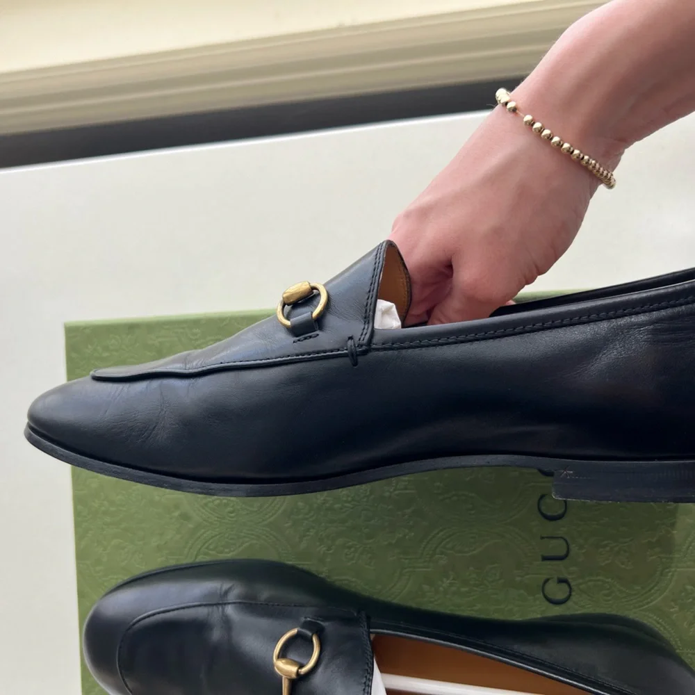 Gucci Black Leather Loafers with Gold Hardware - Picture 11 of 15